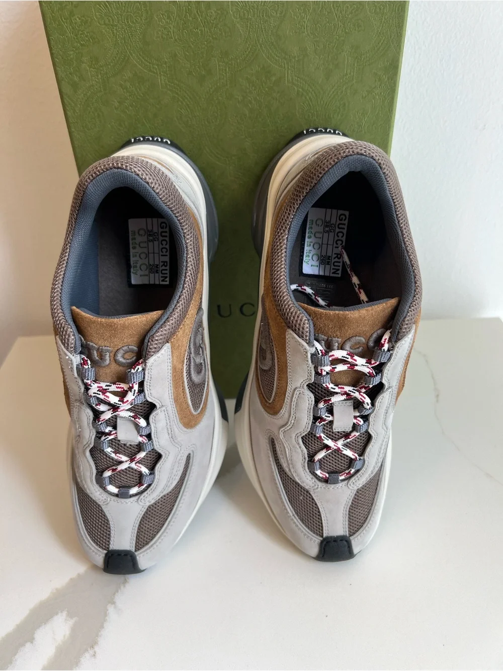 Gucci woman Run  Beige, Brown and Black Retro Runner Sneakers